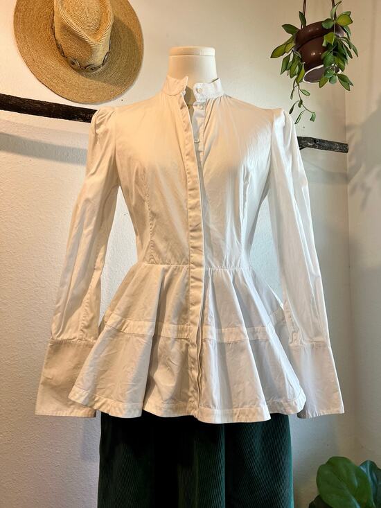 Alexander McQueen Tops - Alexander Mcqueen Italy Made White Button Down Peplum Shirt Size XS/Small